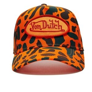 Von Dutch Orange Camo Cap with Black and Green Accents